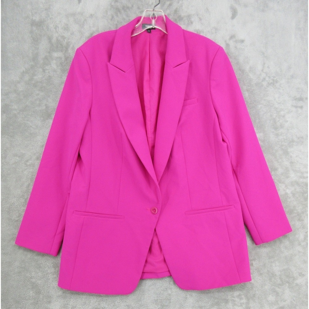 Express Blazer Women Large Hot Pink Editor One Button Career Tailored Fuscia